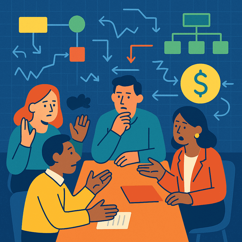 Messy negotiations scene showing realistic governance complexity