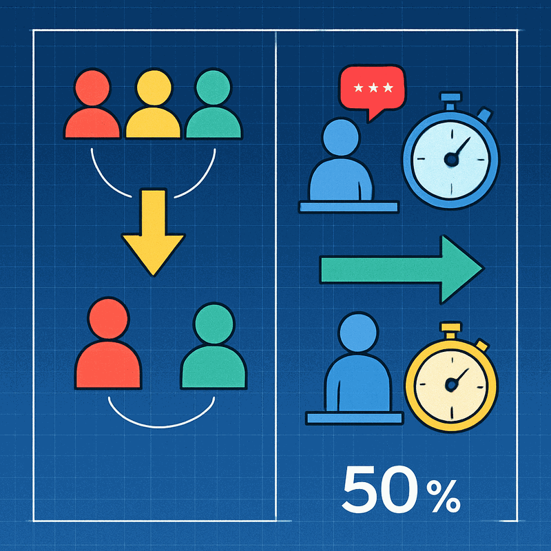 Transformation success metrics showing 70 percent reduction