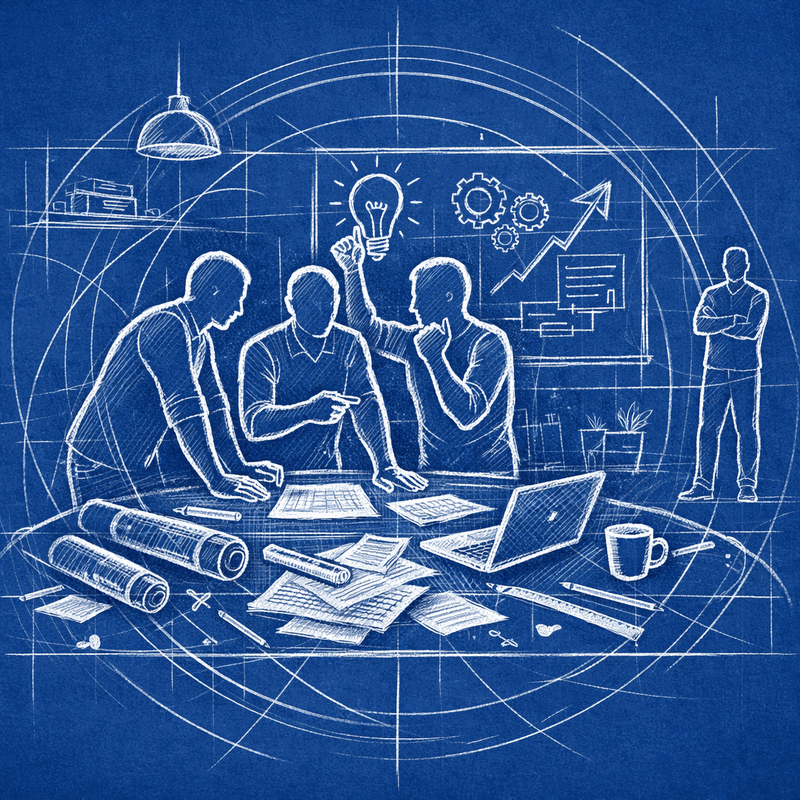 Team working through deployment challenges with support available but not intervening, showing growth through guided...