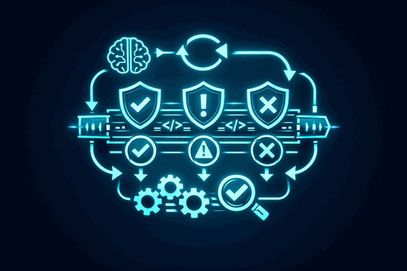 Automated validation pipeline showing standards compliance checking integrated into AI development workflow
