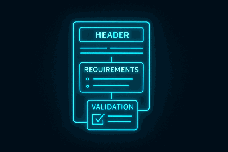 Technical diagram showing standard document structure with labeled sections