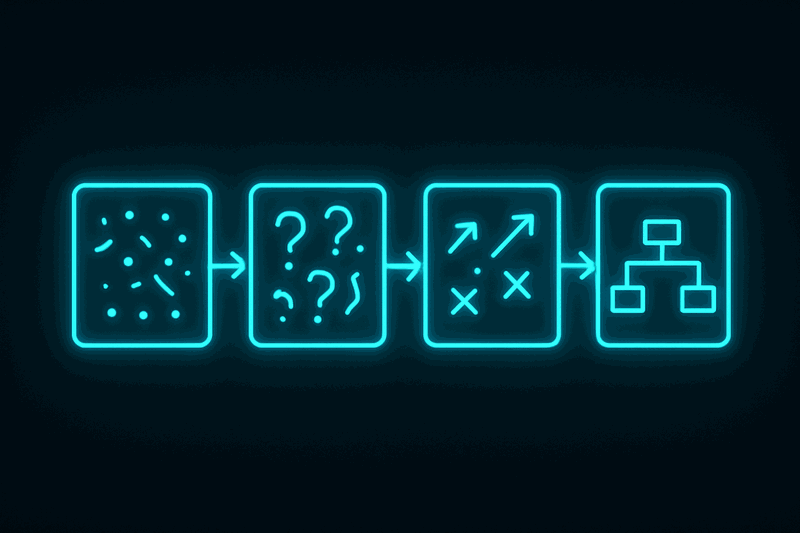 Four connected boxes showing the progression from vague guidance to explicit constraints