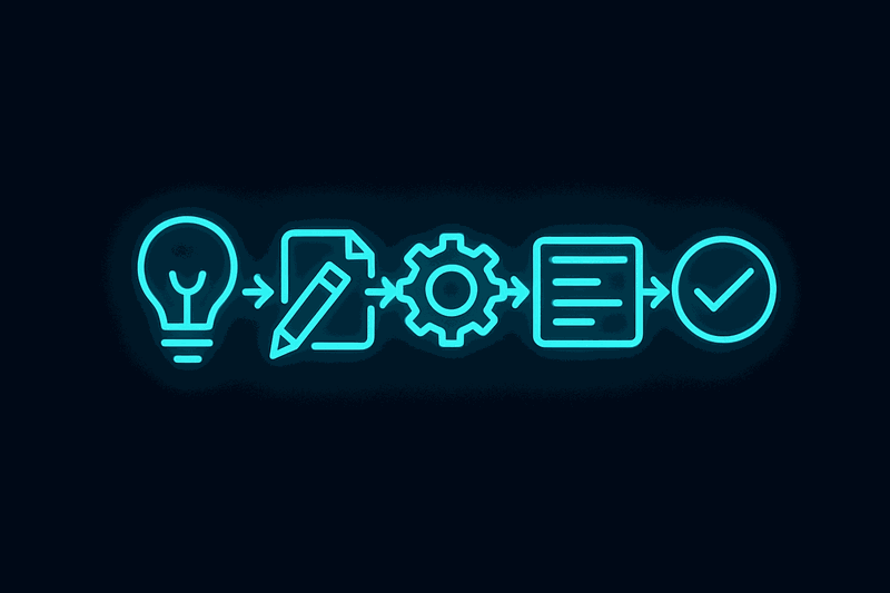 Step-by-step workflow showing standard creation process from pattern selection to validation