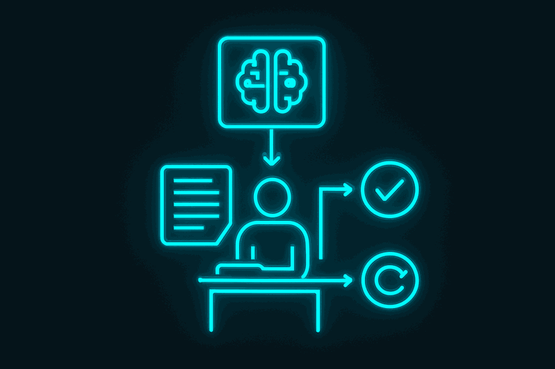 Diagram showing AI as decision proposer, creating ADR proposals that flow through human review before becoming accepted...