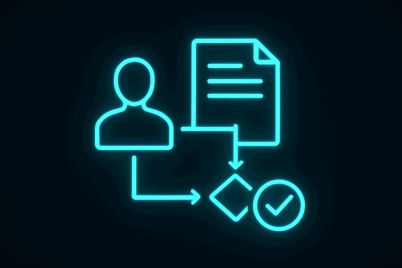 Simple workflow diagram showing master plan consultation before action
