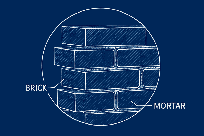 Brick wall visualization showing architects as bricks and glue people as the mortar holding everything together