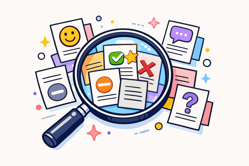 Magnifying glass examining architecture documents, with some marked as "Decision Enabler" and others marked as...