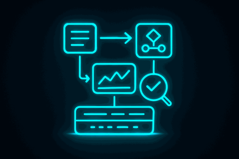 Technical diagram showing data flow through four platform components with connecting pipelines and monitoring dashboards