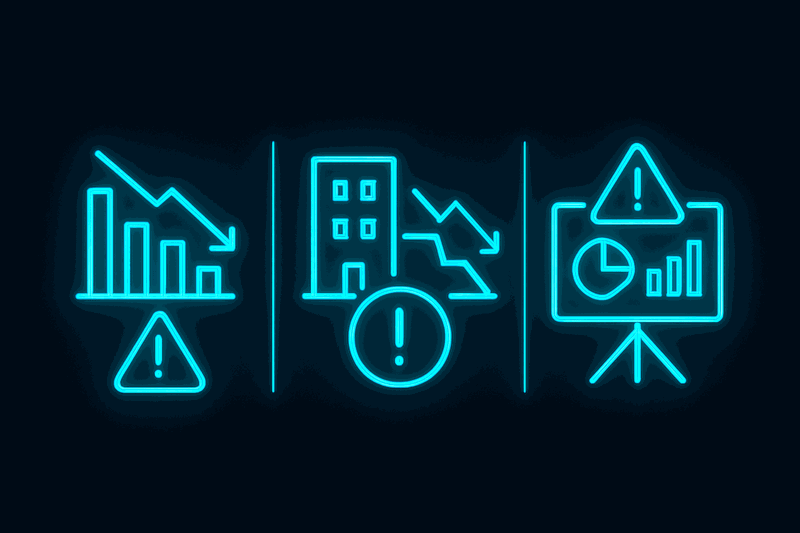 Three warning signs showing the consequences of each anti-pattern with organizational impact indicators