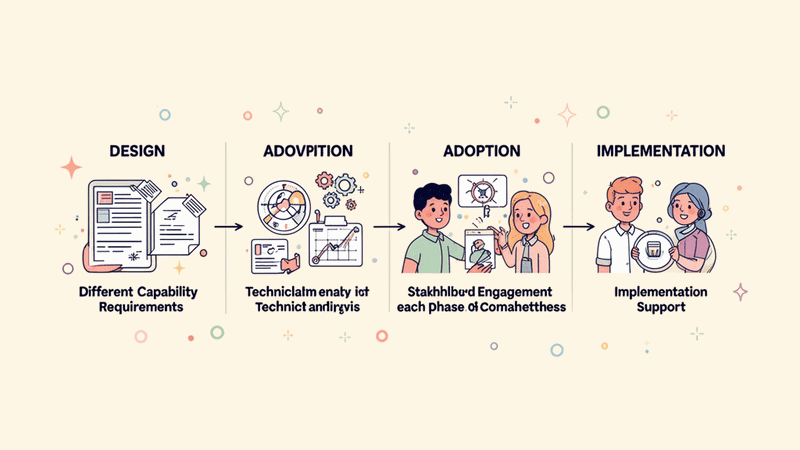 Technical diagram showing the full architecture lifecycle with design and adoption phases clearly separated