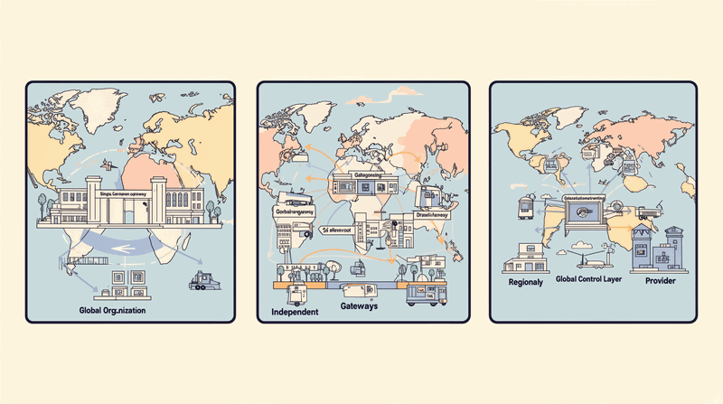 Architectural diagram showing the three deployment patterns: single aggregator, multiple proxies, and hybrid...