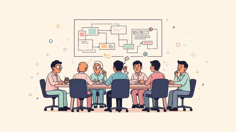 Architecture team working naturally without visible framework references, showing mature practice