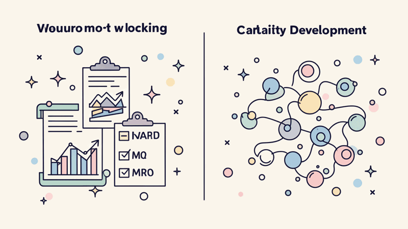 Comparison dashboard showing traditional compliance metrics versus internalization indicators