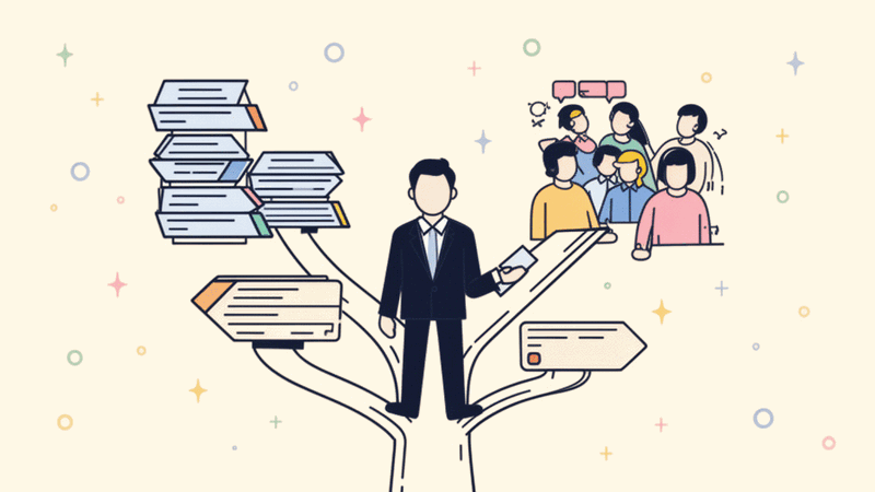 An architect standing at a crossroads with signposts pointing to "More Documentation" and "More...