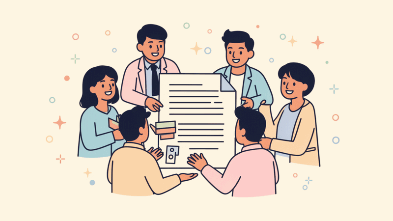 A collaborative workspace showing architects, developers, and stakeholders working together with documentation serving as...