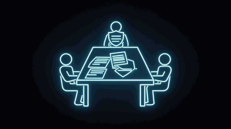 Technical team reviewing governance framework requirements with regulatory documents