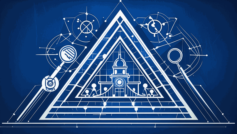 Triangle diagram showing ethos, pathos, and logos as three equal sides supporting effective architecture communication