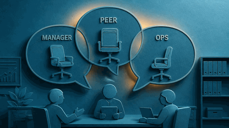 Three overlapping speech bubbles each containing a different outline of the same chair, illustrating how different witnesses